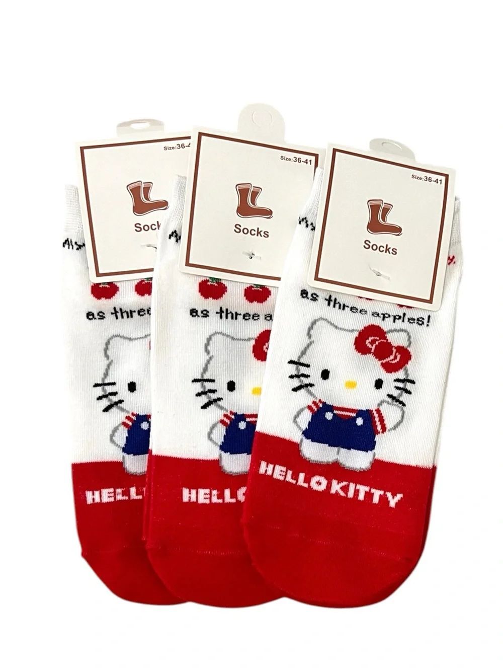 Sanrio White & Red Low-Cut Character Socks - 3 Pack
